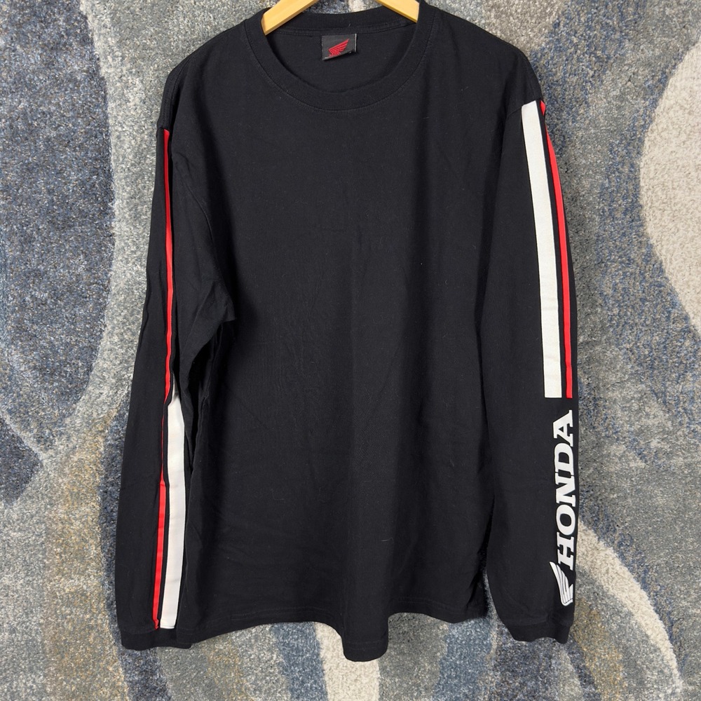 Honda Performance First Racing Graphic Tee Mens L Black Excellent Long Sleeve